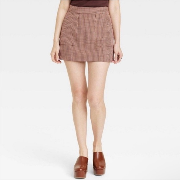 a new day Dresses & Skirts - a new day | Brown Checkered Mini Skirt | Size XS
